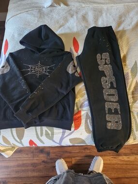 SP5DER Embellished Rhinestone Set-Size M/Black